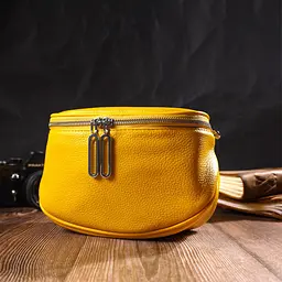 Яскрава жіноча сумка через плече з натуральної шкіри 22116 Vintage жовта - мініатюра 10