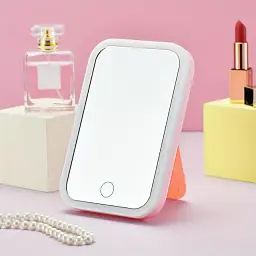 Дзеркало для макіяжу Salon Professional з LED підсвічуванням Настільне Сенсорна вбудована кнопка 3 рівня яскравості рожеве - мініатюра 5