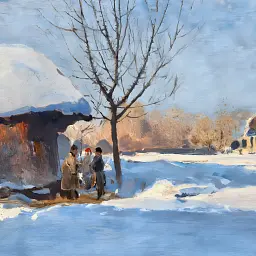 Інтер'єрна картина Українське село взимку, Васильківський Сергій, Україна, істория, інтер'єрний декор, 40×60 см (id6899) - мініатюра 4