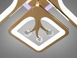 Стельова LED-люстра Diasha 8157/2+2G 83W, 68×49×12 см, 3 кольори світла, золото - мініатюра 6