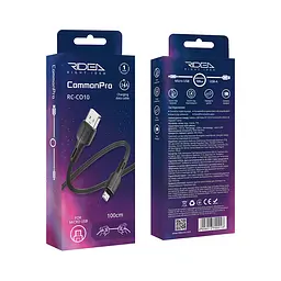 Кабель для зарядки и обмена данными USB Ridea RC-CO10 CommonPro 60W 20V/3A USB-MicroUSB 1 м Черный - миниатюра 2