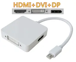 Перехідник mini DisplayPort M HDMI/DisplayPort/DVI 24+5 FHD 1080p кабель 0.2 м