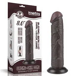 Фалоімітатор Sliding-Skin Dual Layer Dong 8 без мошонки, коричневий LOVETOYS 66-LV317406 103597