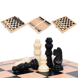 Набір настільних ігор "Шахи 3 в 1" MQ005 дерев'яні - мініатюра 2