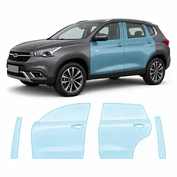 Антигравійна захисна бронеплівка за лекалами для Chery Tiggo 7 I 2016-2020 - зони дверей і стійки вікон