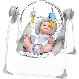 Крісло-гойдалка Kinderkraft Flo Mint сіре з блакитним (00-00158385) - мініатюра 9
