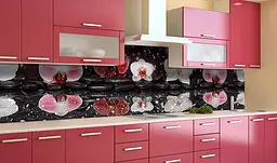 Вініловий кухонний фартух Орхідеї Відображення наклейка для кухні ПВХ Квіти Чорний Happy Pocket Z181710 - мініатюра 2