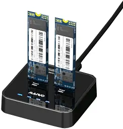 Док-станція Maiwo клонір. для 2xNVMe M.2 SSD Key M/B+M через USB 3.1 Gen2 Type-C безгвинт. плас (K3016P)
