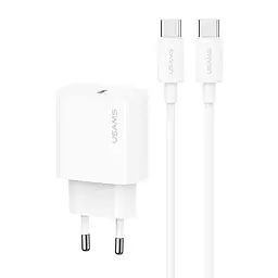 МЗП Usams US-CC226 Kit-Yi Ser. 20W (1USB-C) + кабель Type-C to Type-C White