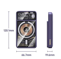 Портативна батарея Remax RPP-580 PD20W+QC22.5W MagSafe PowerBank Purple - мініатюра 2