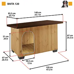 Будиночок для собак Ferplast Kennel Baita 120 140×85,5×87 см 87017000 - мініатюра 2