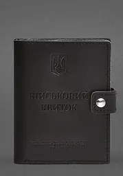 Шкіряна обкладинка-портмоне для військового квитка з кишенею для жетона 15.1 Чорна
