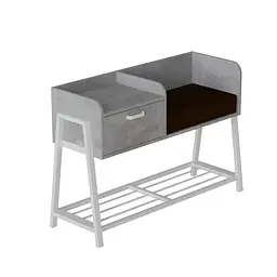 Банкетка із тумбочкою Ferrum-decor Бланка 540x1000x320 метал Сірий ДСП Бетон 16 мм (FRD-103044)