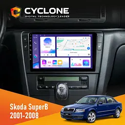 Штатна магнітола Skoda SuperB 2001-2008 Cyclone C9-011 4x64, DSP Cyclone (НФ-00009255)