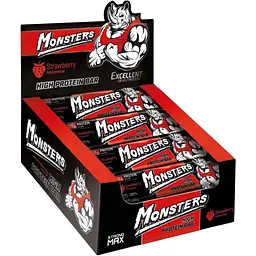 Протеїнові батончики Monsters Strong Max Strawberry 1.6 кг (20 шт. x 80 г)