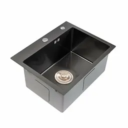 Мийка для кухні Platinum Handmade PVD чорна 500x450x220 (товщина 3,0/1,5 мм + корзина та дозатор в комплекті), Чорний - мініатюра 3