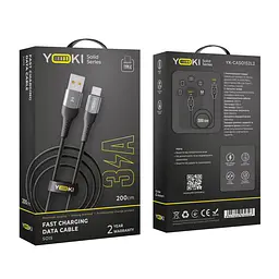 Кабель для заряджання та обміну даними Yoki YK-SO15 SOLID Series USB/Type C 60W 3A/20V 2 м Чорний - мініатюра 2
