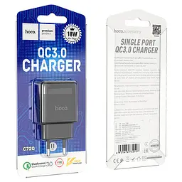 МЗП Hoco C72Q Glorious QC3.0 18W (1USB-A) Чорний - мініатюра 4