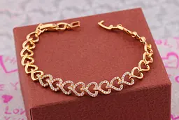 Браслет Xuping Jewelry з'єднані серця середина з фіанітами 19.5 см 10 мм золотистий