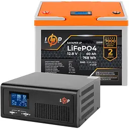 Джерело безперебійного живлення [ДБЖ] LogicPower B1000 + LiFePO4 батарея 12.8V - 60Ah BMS 80A/40A LCD [24830] [110207]