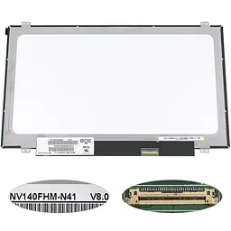 Матриця 14.0" NV140FHM-N41 (1920*1080 30pin(eDP 250cd/m2 (!!!) IPS) LED SLIM (вертикальні вушка)