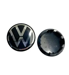 Ковпак колеса Volkswagen срібний чорний пластик 1 шт 65 мм OEM 3b7601171 (ковпачок, заглушка)