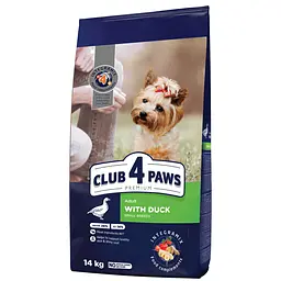 Сухий корм Club 4 Paws Premium для дорослих собак малих порід, з качкою, 14 кг