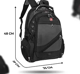 Рюкзак, швейцарський рюкзак, SwissGear 8810, рюкзак туристичний, рюкзак для ноутбука Сірий - мініатюра 6