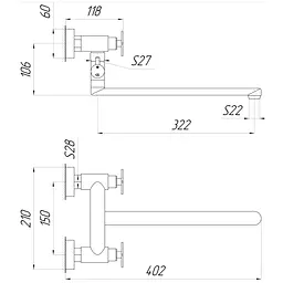 Змішувач для ванни Globus Lux DUKAT-8 SD8-108 - мініатюра 4