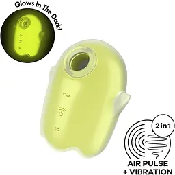 Вакуумний кліторальний стимулятор з вібрацією Satisfyer Glowing Ghost жовтий - мініатюра 3