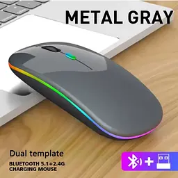 Мишка безшумна комп'ютерна, бездротова Macarone Bluetooth, USB, що перезаряджається, Сіра  - мініатюра 2