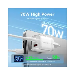Зарядний пристрій Vention 1xUSB-C PD70W + 1xUSB QC3.0 22.5W GaN transparent gray (FCGH0-EU) - мініатюра 6