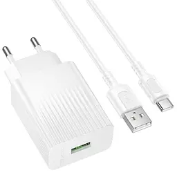 МЗП Borofone BAS72A Source QC3.0 (1USB-A) + кабель USB to Type-C White