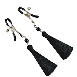 Затискач для сосків Art of Sex - Nipple clamps Black Tassels - мініатюра 3