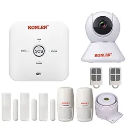 GSM WiFi сигналізація KONLEN TUYA MAXI, повний комплект для дому та офісу + WiFi 1080p камера. Подвійний захист! (100617)