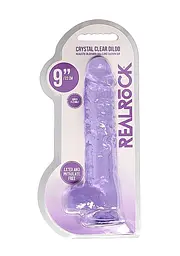 Фалоімітатор Realrock Crystal Clear 9" 22 см фіолетовий - мініатюра 5