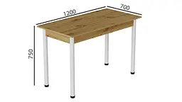 Стіл кухонний Ferrum-decor Беніта 75x120x70 Білий ДСП Дуб Артізан 16мм (FRD-105693) - мініатюра 4