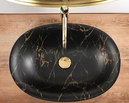 Умивальник Rea Roma marble black mat накладний REA-U5609, Чорний матовий - мініатюра 4
