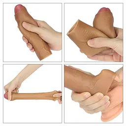 Насадка на член - Revolutionary Silicone Nature Extender Add 1" Brown - мініатюра 4