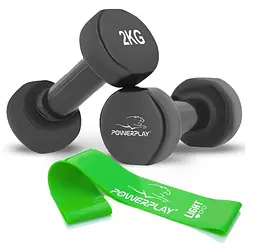 Гантелі вінілові PowerPlay 4125 Achilles 2*2 кг Чорні 2 шт (PP_4125_2kg_2in)