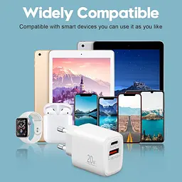 Мережевий зарядний пристрій USB-C 20W PD/QC з двома портами - мініатюра 6