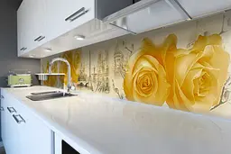 Кухонний фартух Amour для кухні наклейка ПВХ Франція Ейфелева вежа жовті Троянди 60х300 см Happy Pocket Z180422 - мініатюра 6