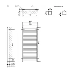Сушарка для рушників Terma 1185x530 Marlin (WGMAR118053KS95SX) - мініатюра 3