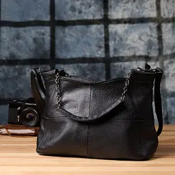 Зручна повсякденна сумка з натуральної шкіри для жінок Vintage 22992 чорна - мініатюра 9