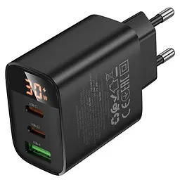 МЗП Borofone BA98A Ilustre with digital display PD30W (1USB-A/2C) Black - мініатюра 7