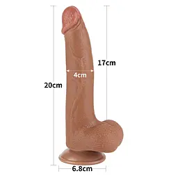 Фалоімітатор Lovetoy Sliding-Skin Dual Layer Dong 8.5'' 20 см (коричневий) - мініатюра 12