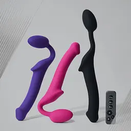 Безремінний страпон з вібрацією Strap-On-Me Vibrating Fuchsia XL - мініатюра 10