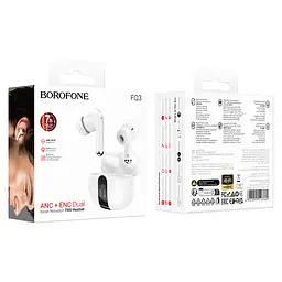 Бездротові TWS навушники FQ3 Soulmate ANC+ENC White Borofone teh0030070 - мініатюра 6