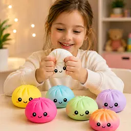 Антистрес-іграшка Squishy "Пельмешка" у коробочці / Сквіш бао-булочка, пельмень 5,5 см / Іграшка антистрес сквіш Squishy Dumpling - мініатюра 3