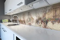Кухонний фартух самоклеючий Ретро 02 ПВХ наклейка Париж Ейфелева вежа беж 65х250 см Happy Pocket Z180349 - мініатюра 4